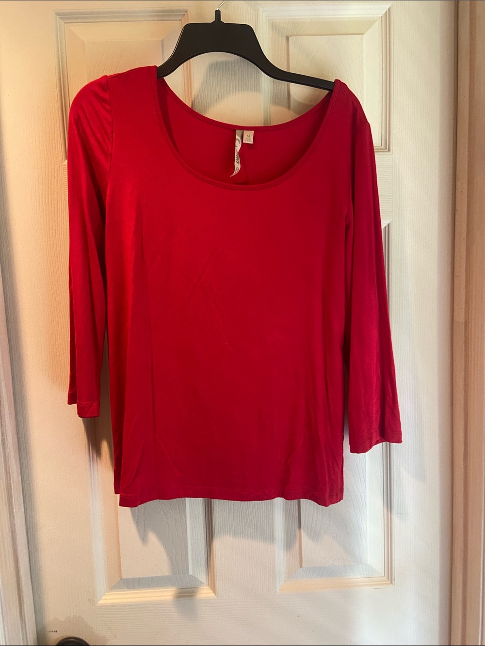 Comfy USA Red Scoop Neck Long Sleeve Top